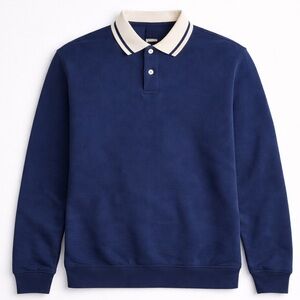 ASOS Design Oversized Rugby Polo Sweatshirt 2XL Navy Cotton